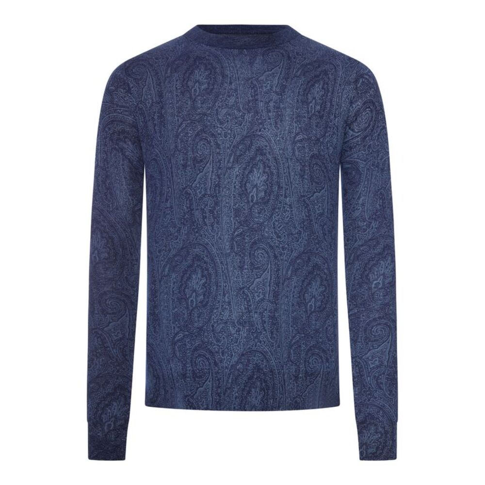 Etro Men Paisley Sweater In Silk And Cashmere Blend